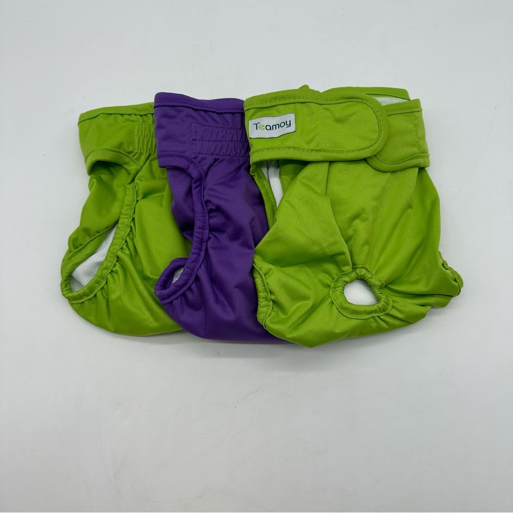 Set of 3 Teamoy Dog Diapers Size M – Washable, Green & Purple, New without tag